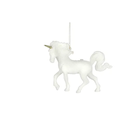 Ornament eenhoorn wit - l10xb2xh14cm
