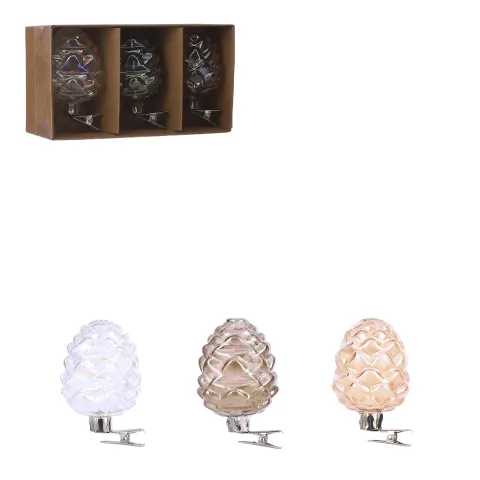 Clip kegel transparant grijs koper 3 stuks - h6,5xd4,5cm
