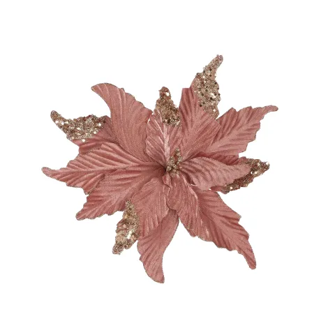 Clip poinsettia zalm - h24xd28cm
