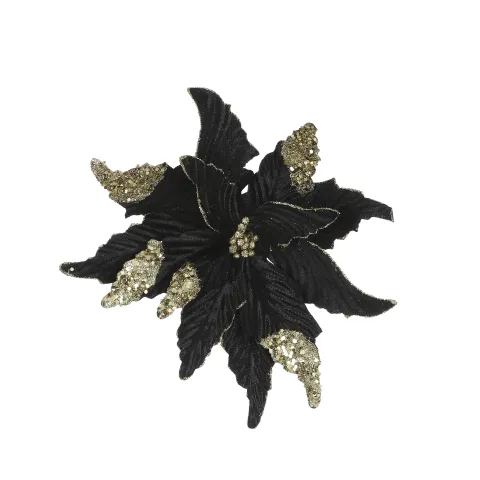 Clip poinsettia zwart - h24xd28cm
