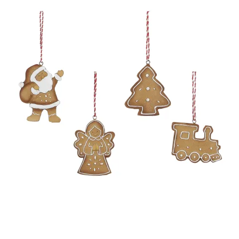 Ornament christmas bruin 4 assorti - l6xh7,5cm
