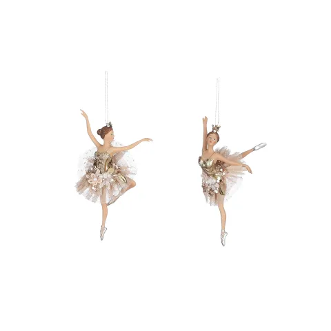 Ornament ballerina goud 2 assorti - l7,5xb7,5xh18cm
