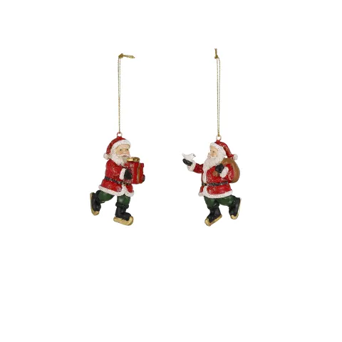 Ornament kerstman rood 2 assorti - l5xb3xh7,5cm
