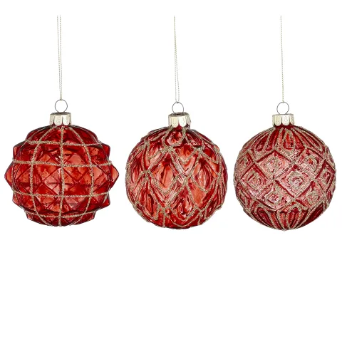 Bal glas rood 3 assorti - d8cm
