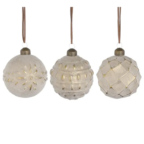 Bal glas wit 3 assorti display - d8cm
