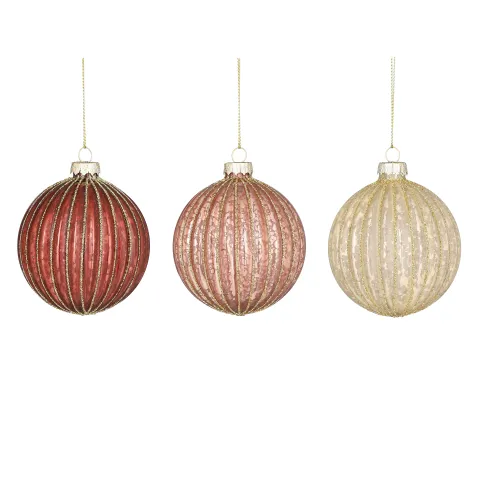 Bal glas bruin roze oranje 3 assorti - d8cm
