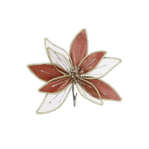 Clip poinsettia oud roze - h12xd20cm
