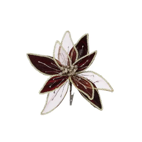 Clip poinsettia d.rood - h12xd20cm
