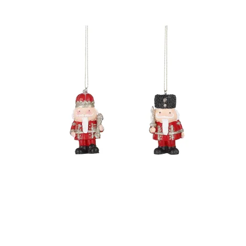 Ornament soldaat rood 2 assorti - l4xb3xh8cm
