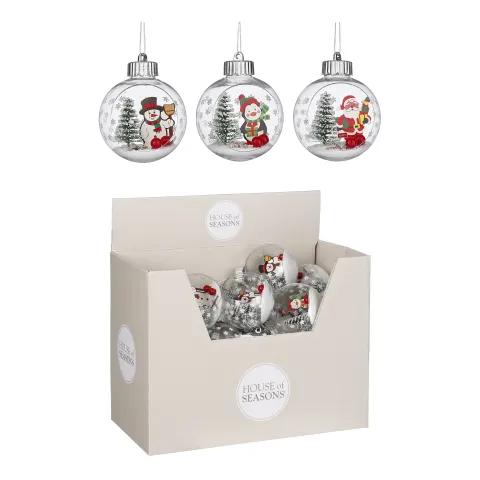 Ornament kerstman sneeuwman pinguin groen 3 assorti - d8cm

