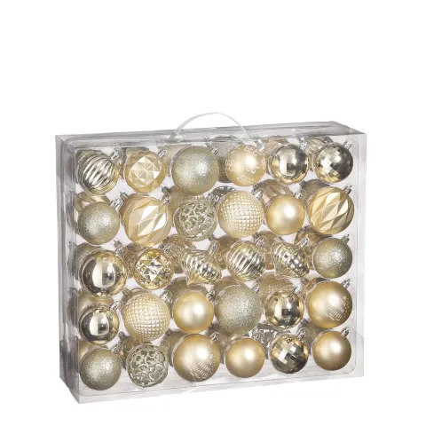 Boom decoratie onbreekbaar champagne 60 stuks - d7cm
