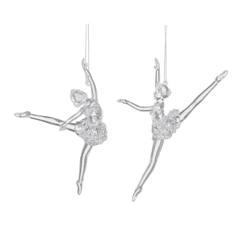 Ornament ballerina iriserend 2 assorti - l10xb3,5xh11,5cm
