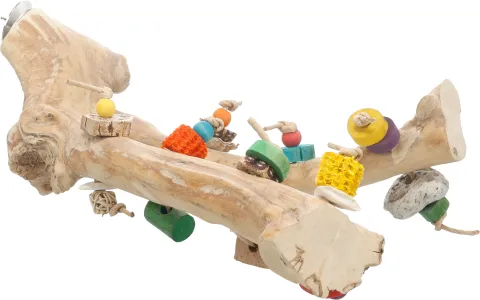 FL ZITSTOK LUANDA M SPEELTJES HOUT BR 40CM KOFFIEHOUT - VARIERENDE VORMEN