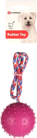 FL RUBBER BAL M BEL 7 CM MET KOORD