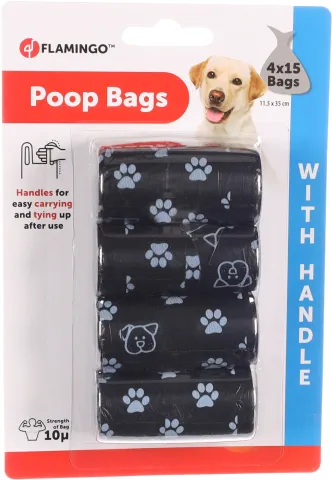 FL POEPZAKJES HANDY MET HANDVAT ZWART  4x15st