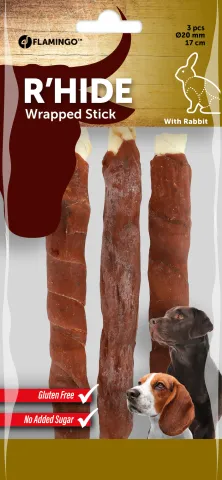 FL R'HIDE STOKJES OMWIKKELD MET KONIJN 20MM 17CM 3ST 155GR