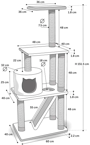 FL KRABPAAL FORZA GRIJS 60X40X151.5