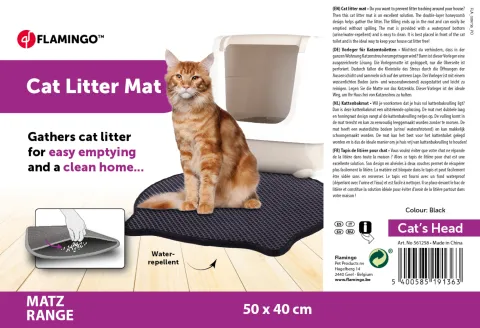 FL KATTENBAKMAT MATZ ZWART 50X40 KATTENHOOFD