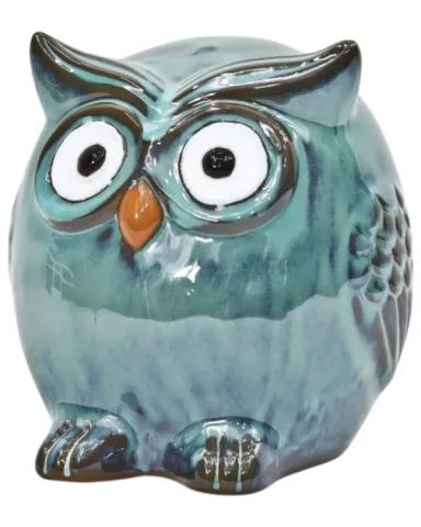 Deco glazed uil h18.5cm