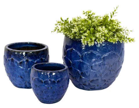POT GLAZUUR RELIEF BLAUW D20