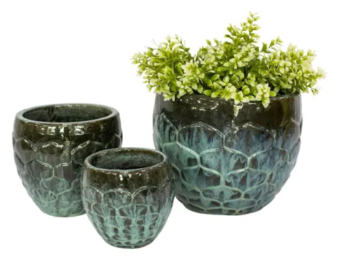 POT GLAZUUR RELIEF GROEN D26