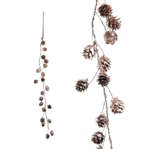 GARLAND PINE CONE 60CM WHITE/GOLD/CHAMPAGNE
