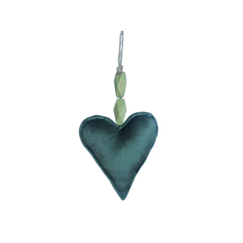 HANGER HEART VELVET 15CM GREEN