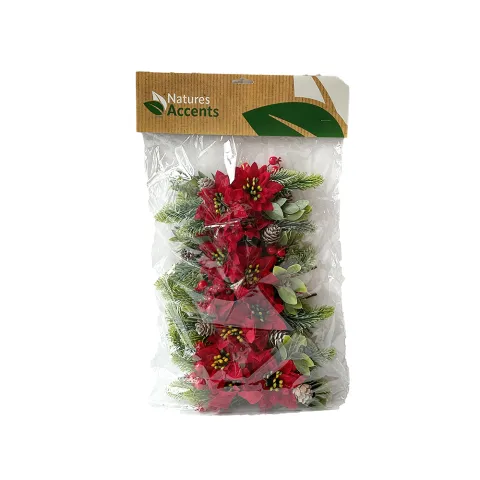 Poinsettia on Stick in Bag 23cm