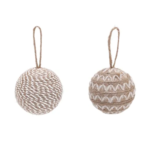 Hanger Ball Jute D8cm S/12 2 ass. in Box 32cm