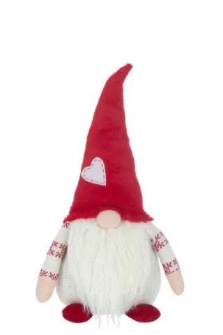 KABOUTER HART TEXTIEL WIT/RD L (27x17x57cm)