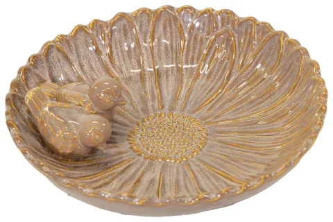 Village BirdBath Flower Old Pink D28H6