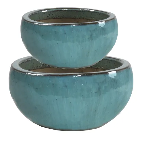 Glazed ronde schaal d29cm h14,5cm ocean blue