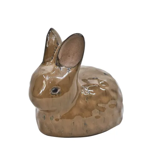 Deco glazed konijn l10cm w7cm h9cm caramel