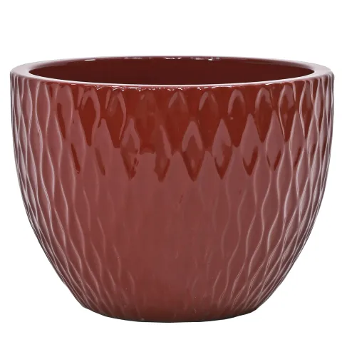 Glazed ronde pot d25cm h19cm red saffron