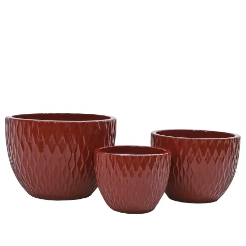 Glazed ronde pot d25cm h19cm red saffron